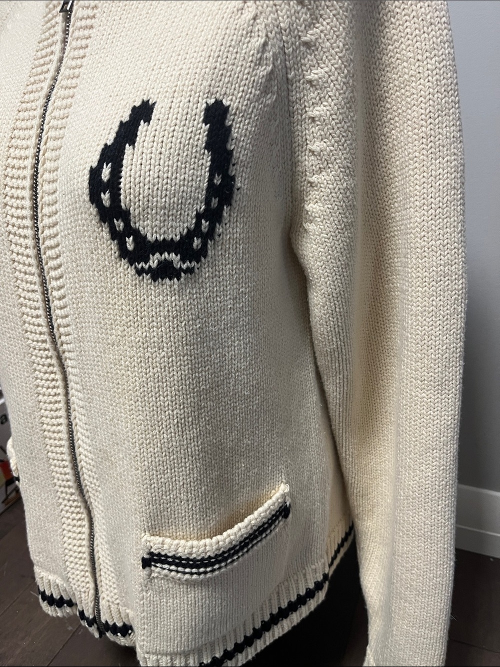 BDG Zip-Front Knit Horse Sweater L - Picture 3 of 12